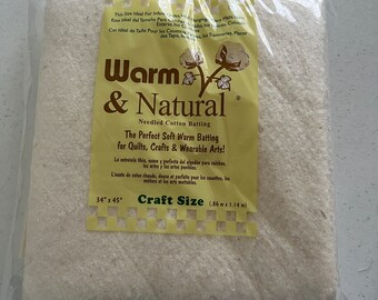 Warm and Natural Cotton Batting, Size 34 x 45, New in Package