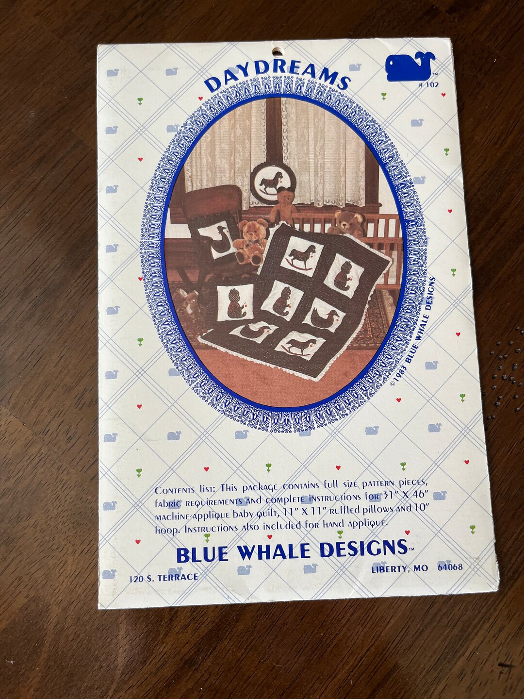Vintage 1983 Daydreams Quilt Pattern, Blue Whale Designs, Applique