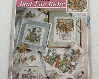 1996 Big Book Just For Baby, Counted Cross Stitch Pattern Book, 101 Designs, Good Natured Girls