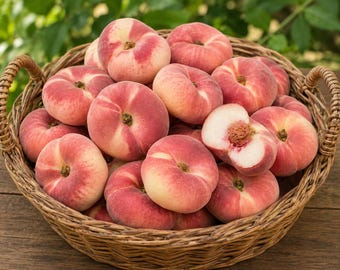 Live Donut Peach Tree 3–4 Feet Tall | Saturn Peach | Bigger Trunk | Ships in 3 Gal Pot