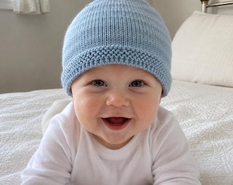 Baby Hat Knitting Pattern | Baby Beanie Knitting Pattern | Knit Hat Pattern PDF | Infant Hat Pattern | Striped Baby Beanie Pattern