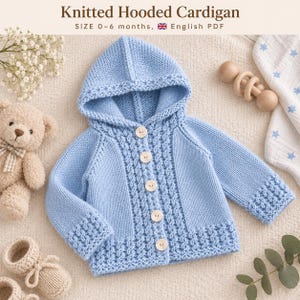 Baby Hooded Top Knitting Pattern | Hooded Baby Sweater Pattern | Cable Knit Top | Knitting Pattern PDF | Baby Hoodie Knitting Pattern