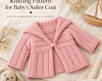 Patrón de punto para abrigo marinero / Patrón de punto para cárdigan de bebé en PDF / Patrón de chaqueta de bebé con botones / Patrón de punto para bebé de nivel intermedio