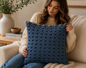 Patrón de funda de cojín a crochet en PDF / Patrón de funda de almohada estilo abuela a crochet / Patrón de funda de cojín amigurumi para decoración del hogar / Funda de almohada