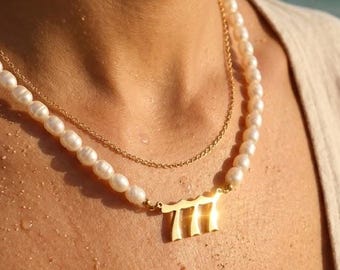 Collar con número de ángel de oro laminado de 18 quilates, 777 222 444 888 999 333 111 555 666, collar con número de ángel personalizado, collar con número de la suerte.