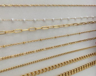 18k guldkedja, Guld, Kedja, Fin kedja, Pärlkedja, Halsband Kedja, halsband för henne, guldfylld, guldhalsband,