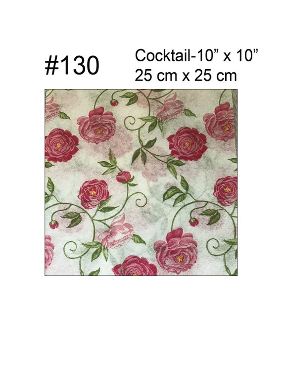 Papel Servilletas Decoupage X 2 Rosas Rosa 25cm