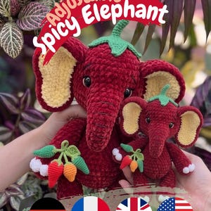 Spicy Elephant Crochet Pattern PDF | Amigurumi Elephant Plushie | Low Sew Crochet Tutorial | Stuffed Animal | Baby Toy Pattern | Digital PDF