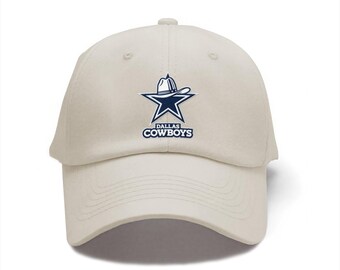 Casquette légère et durable avec logo brodé des Cowboys de Dallas, casquette de baseball réglable en denim de pur coton, cadeau de vêtement de fan parfait pour elle et lui