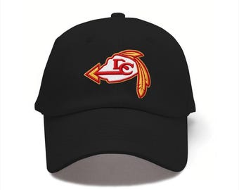 Casquette de baseball en denim brodée Chiefs de Kansas City, chapeau de soleil 100 % coton à boucle réglable en métal, chapeau décontracté pour papa fan de football unisexe