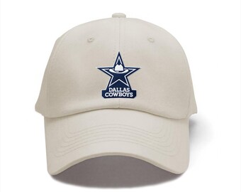 Chapeau papa en denim brodé unisexe Dallas Cowboys, casquette réglable en métal avec boucle en métal 100 % coton denim de qualité supérieure, chapeau de soleil d'extérieur durable