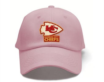 Casquette de baseball décontractée en denim brodée Chiefs de Kansas City, casquette de baseball réglable en métal durable 100 % coton denim, casquette de football homme femme