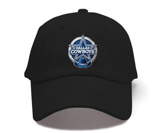 Chapeau en denim uni brodé Fan Cowboys, Casquette de baseball en denim de pur coton avec boucle en métal réglable, Casquette confortable pour la plupart des tours de tête