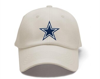 Casquette pour papa en denim brodé classique des Cowboys de Dallas, 100 % pur coton, léger et réglable, boucle en métal, casquette cadeau sport idéale