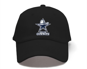 Casquette légère et durable avec logo brodé des Cowboys de Dallas, casquette de baseball réglable en denim de pur coton, cadeau de vêtement de fan parfait pour elle et lui