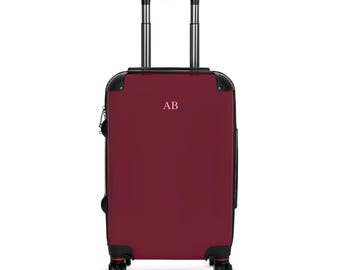 Maleta Monogram AB / Equipaje personalizado, color burdeos