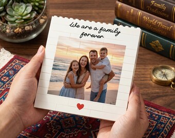 PERSONALISIERBARES Fotoziegel-Puzzle, ANPASSBARE Familienbildblöcke, niedliches Andenken für Mama Papa, Geburtstags-Weihnachtsgeschenk für die Familie
