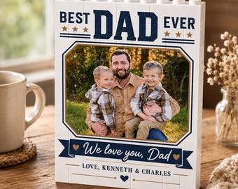 PERSONALISIERBARER Baustein, ANPASSBARES Ziegelstein-Puzzle-Fotogeschenk, bester Papa aller Zeiten, Andenken für Papa, Vatertags-Geburtstagsgeschenk von Kindern