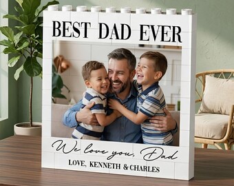 PERSONALISIERBARES Ziegelsteinpuzzle, ANPASSBARE Fotoblöcke, bestes Geschenk des Vaters aller Zeiten, kundenspezifisches Familienandenken für Vater, Geburtstagsgeschenk des Vaters