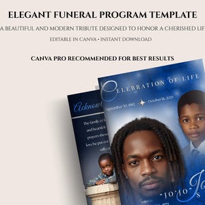 Editable Funeral Program Template | 4 Page Obituary Program | Celebration of Life Template | Instant Download
