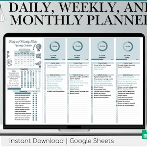 Weekly planner spreadsheet, daily task tracker, routine, to-do list, habit tracker template, productivity plan, goal planner, Google Sheets