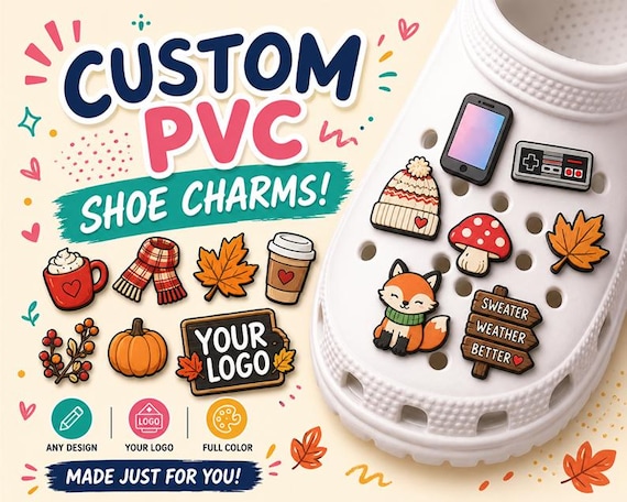 Custom PVC Shoe Charms, Personalized Clog Pins, Business Promo, Team Gear