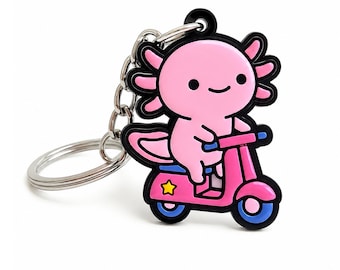 Llavero de ajolote rosa para patinete / Charm de animal kawaii para mochila