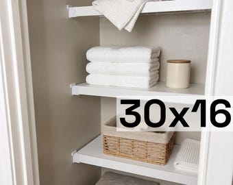 30x16 White Wire Shelf Liner | Plastic Shelf Cover for Wire Shelving | Pantry Closet Garage Organizer | Ships 1-2 Days