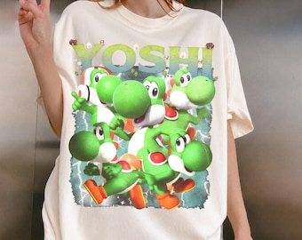 Yoshi Vintage Graphic Tee, Nintendo Gamer Shirt, Cartoon Unisex Gift Street Style Apparel