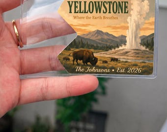 Custom Yellowstone Pass Sleeve, America the Beautiful Annual Pass Protector, Where the Earth Breathes Vintage Holder