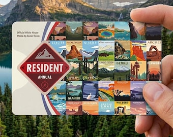 America the Beautiful Pass Sleeve, National Park Annual Pass Protector, Illustrated Park Collage Holder