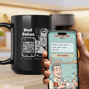 Interactive Dad Joke QR Code Mug, 15oz Ceramic Coffee Cup