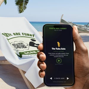 Funny Gag Gift Beach Towel - Farts Are Funny Giant Towel with QR Code Audio - White Elephant Gift, Hilarious Joke Pool Towel, Novelty Prank