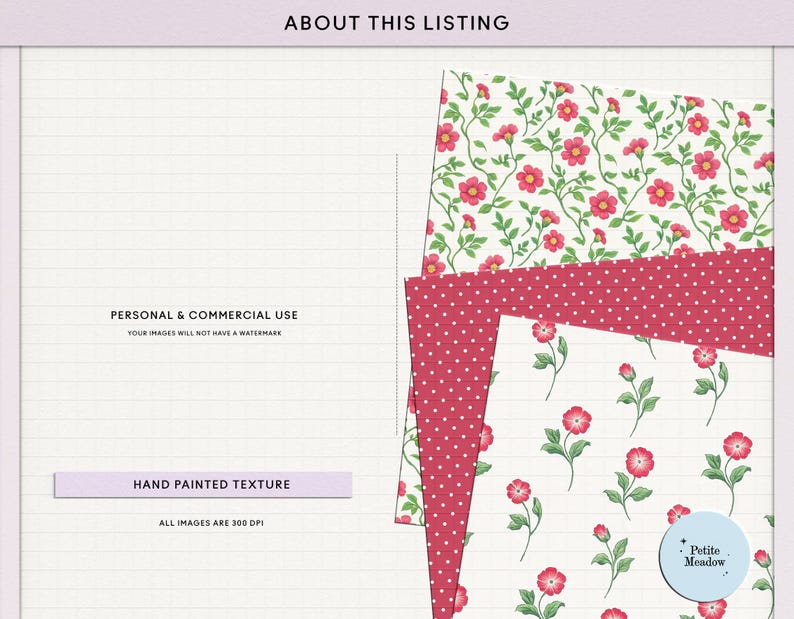 Romantic Red Floral Digital Paper Pack, Red Ditsy Flowers Seamless ...