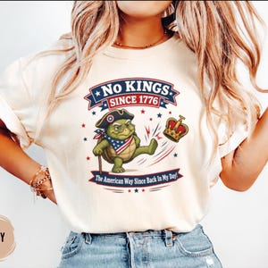 Camiseta No Kings Turtle, En mis tiempos, Colores cómodos, Camiseta de protesta del 4 de julio, Ropa de la libertad