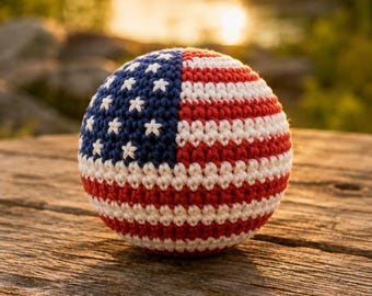 Hand-Crocheted American Flag Hacky Sack, Footbag Fidget Toy, Outdoor Game Ball