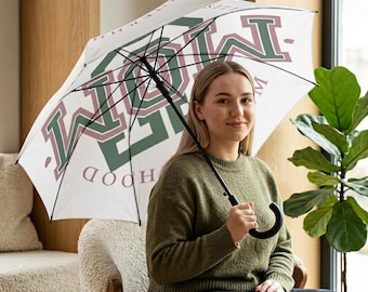 Retro Collegiate Monogram MomU Umbrella | Foldable Rain Parasol