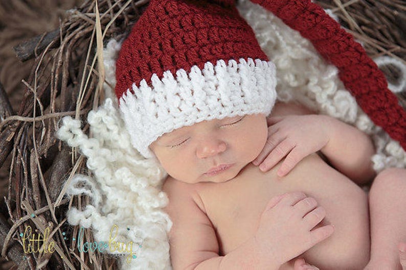 Crochet Santa Hat Pattern, Baby Santa Pattern, Baby Santa Hat Pattern, Elf Hat Pattern, Crochet Pattern, Crochet Christmas Pattern image 3