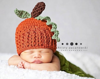 Patrón de gorro de calabaza de crochet para recién nacido (descarga instantánea)