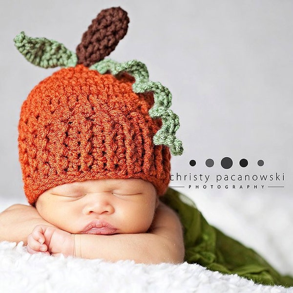 Pumpkin Hat Pattern, Crochet Pumpkin Hat Pattern, Crochet Hat Pattern, Baby Hat Pattern, Easy Crochet Pattern, Easy Pumpkin Hat Pattern