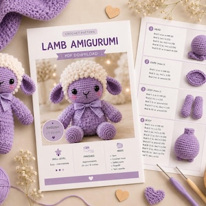 Sheep Crochet Pattern PDF, Lamb Amigurumi Pattern, Beginner Crochet Tutorial, Farm Animal Crochet Pattern, Easy DIY Plush PDF Download