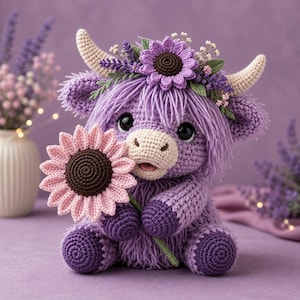 Crochet Highland Cow Pattern PDF, Amigurumi Cow Tutorial, Cute Farm Animal Plush, Cottagecore Crochet Gift, Instant Download