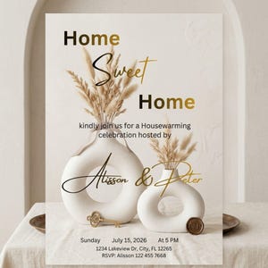 Editable Housewarming Invitation, Housewarming Party Invitation, Home Sweet Home Invite, Minimalist New Home Party Card, Printable 5x7 Canva image 5