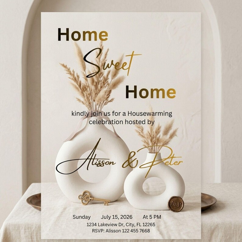 Editable Housewarming Invitation, Housewarming Party Invitation, Home Sweet Home Invite, Minimalist New Home Party Card, Printable 5x7 Canva image 5