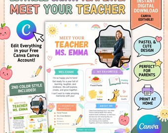 Meet the Teacher Template, Editable Meet Your Teacher Letter, Kindergarten Open House Flyer, Back to School Night, All About My Teacher