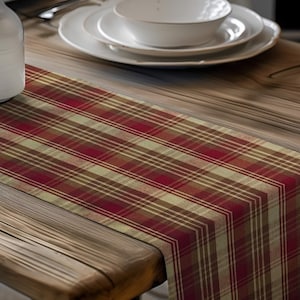 Red & Brown Plaid Table Runner: Rustic Farmhouse, Placemats and Napkins