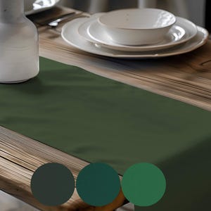 Dark Green Cotton Table Runner, Placemats, and Napkins
