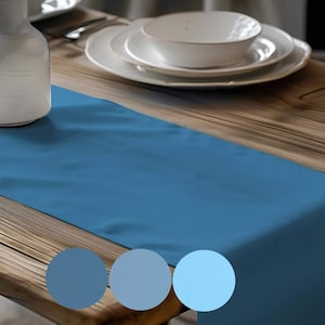 Blue Cotton Table Runners, Placemats, and Napkins
