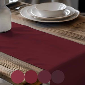 Burgundy Red Cotton Table Runner, Placemat, & Napkins