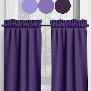 Purple and Lavender Cotton Cafe Curtains: Custom Size